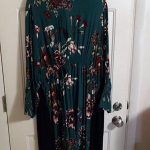 Leith Brand 4X Dark Green Floral Dress